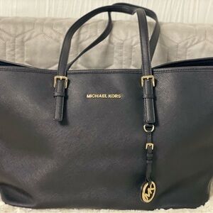 Michael Kors Black Tote with Gold Accents